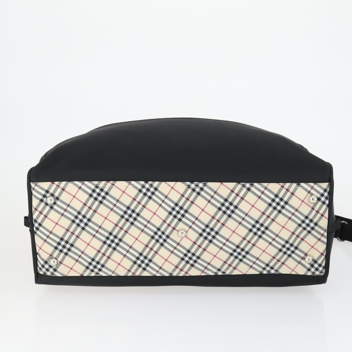 BURBERRY Boston Bag Nylon Dark Brown Silver Auth 162163