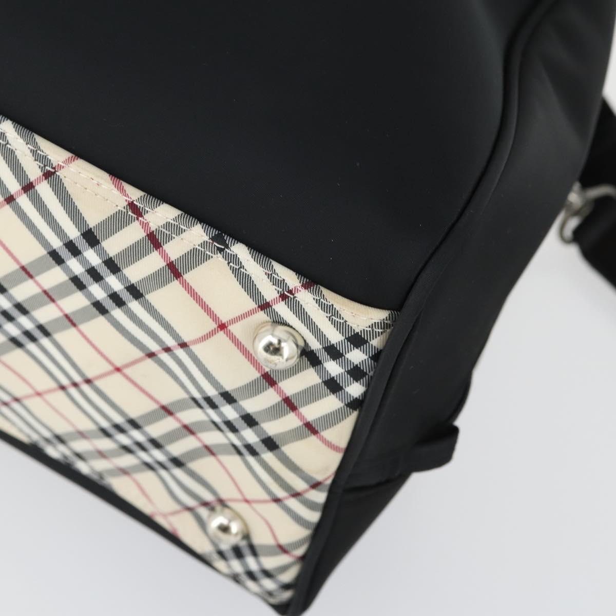 BURBERRY Boston Bag Nylon Dark Brown Silver Auth 162163