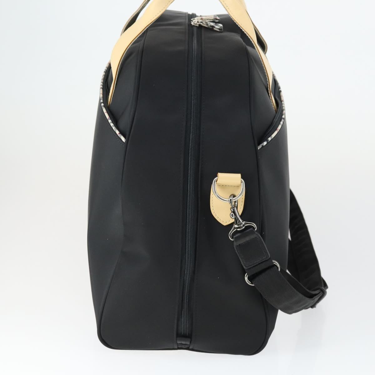 BURBERRY Boston Bag Nylon Dark Brown Silver Auth 162163
