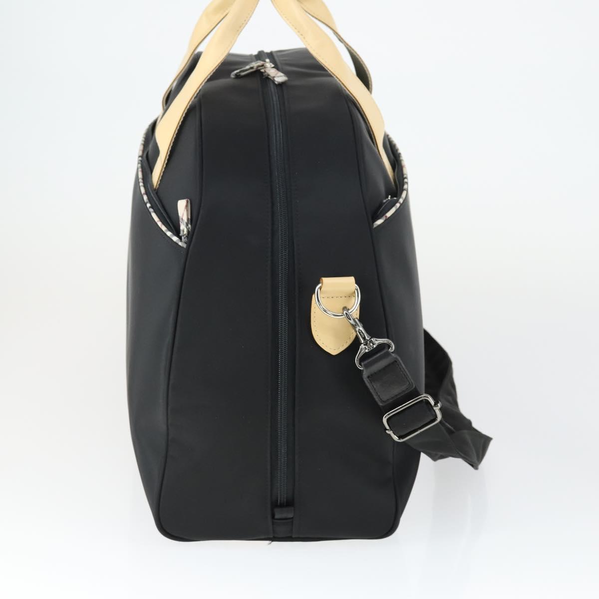 BURBERRY Boston Bag Nylon Dark Brown Silver Auth 162163