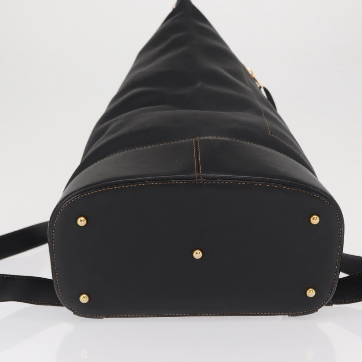 LOEWE Anton Backpack Leather Black Gold Auth 162164