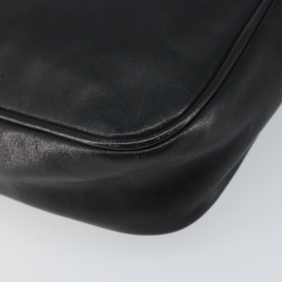 LOEWE Anagram Shoulder Bag Leather Black Gold Auth 162165