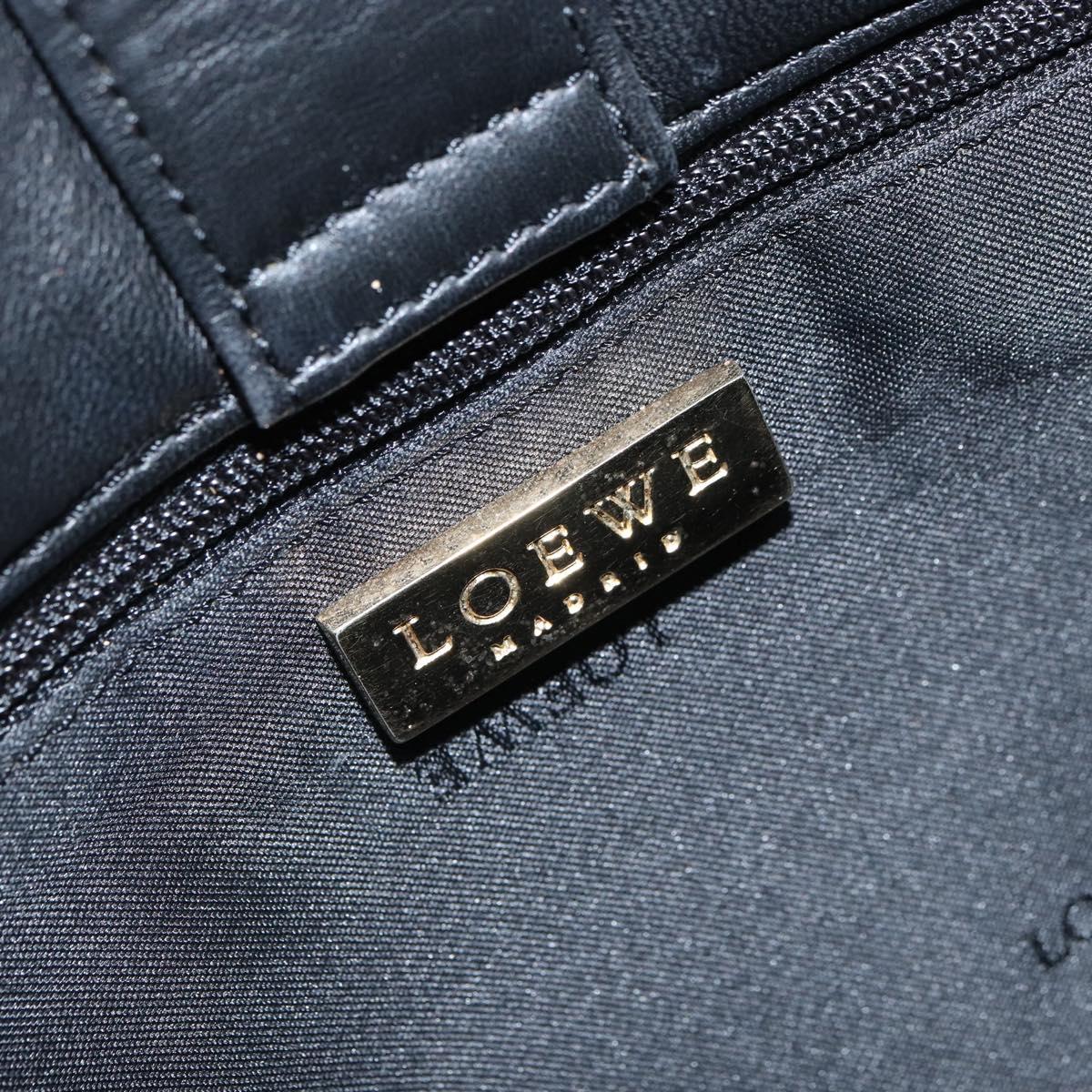 LOEWE Anagram Hand Bag Leather Black Gold Auth 162167