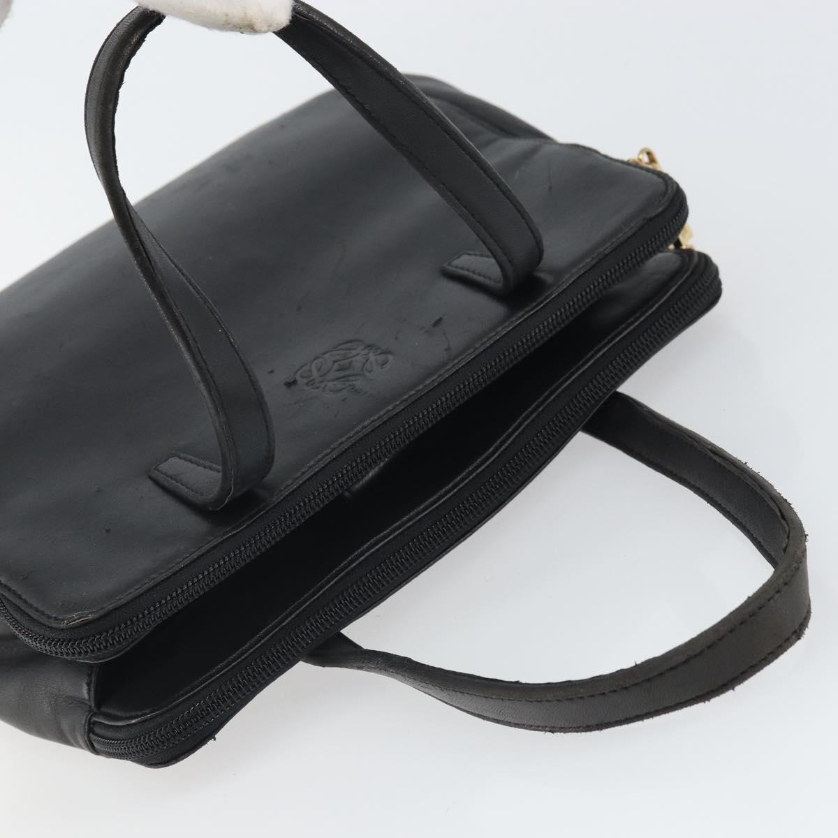 LOEWE Anagram Hand Bag Leather Black Gold Auth 162167
