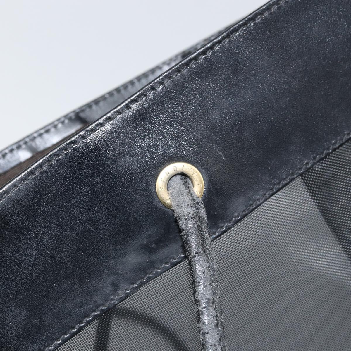 FENDI Mesh Tote Bag Nylon Black Gold Auth 162172