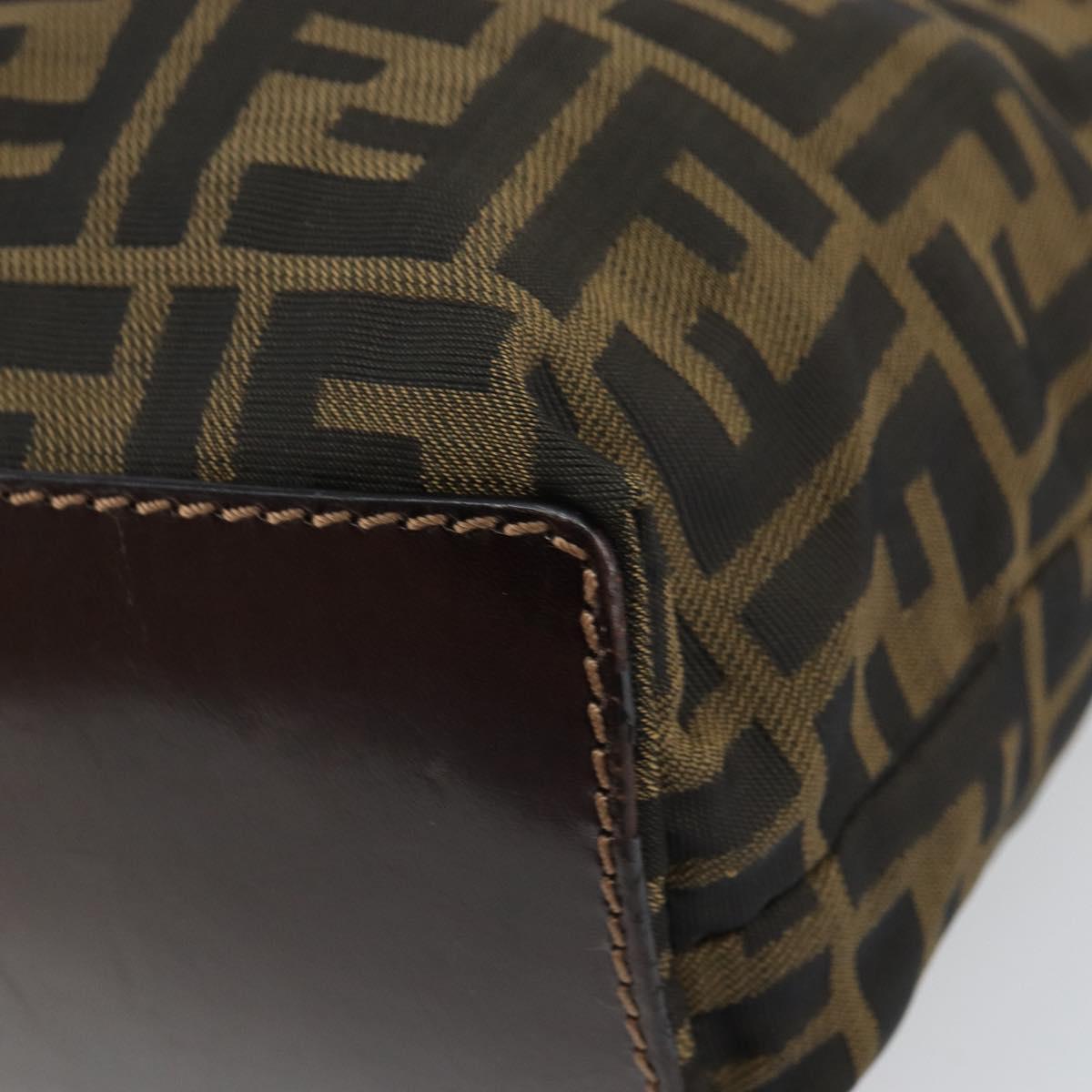 FENDI Zucca Canvas Hand Bag Black Brown Auth 162174A