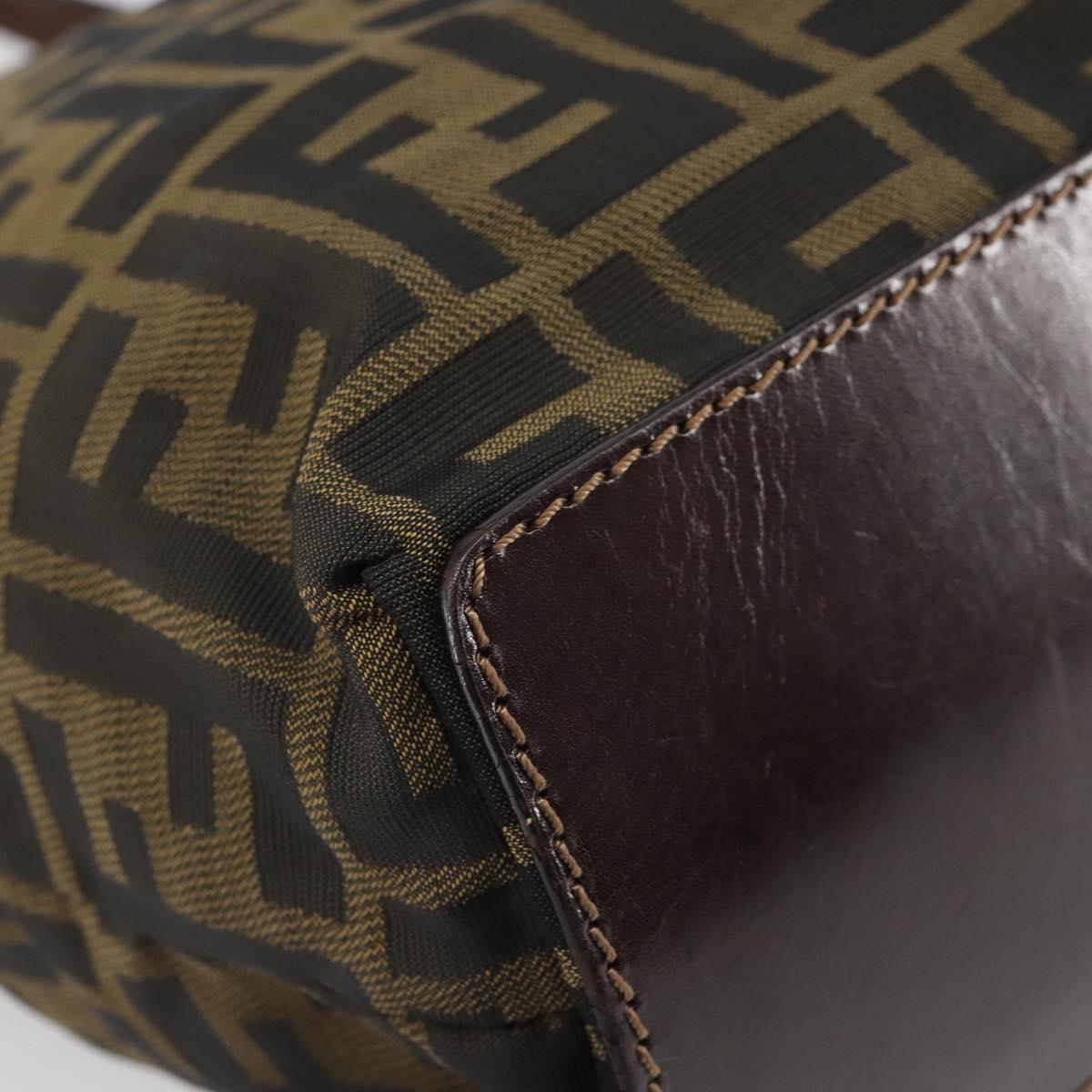 FENDI Zucca Canvas Hand Bag Black Brown Auth 162174A