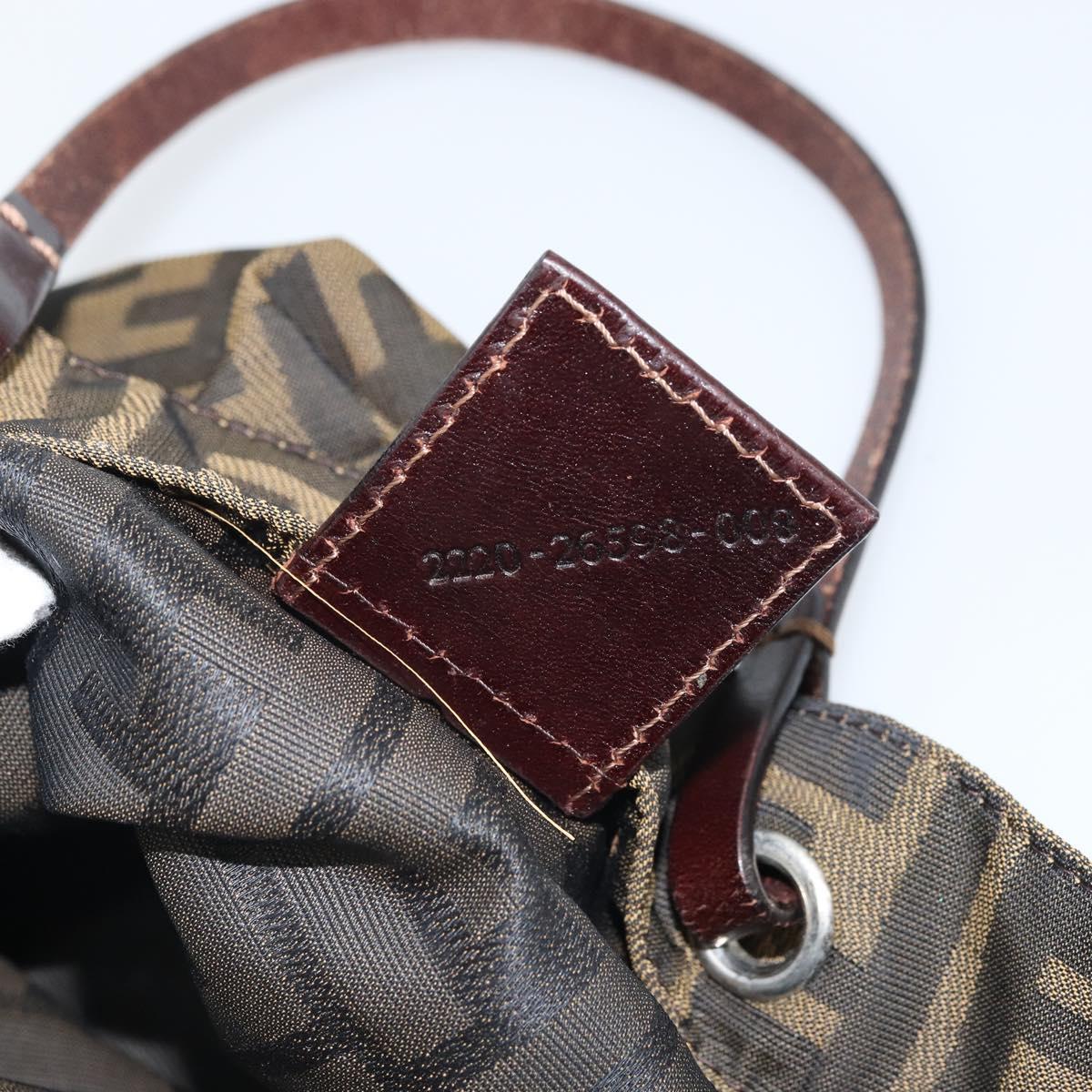 FENDI Zucca Canvas Hand Bag Black Brown Auth 162174A