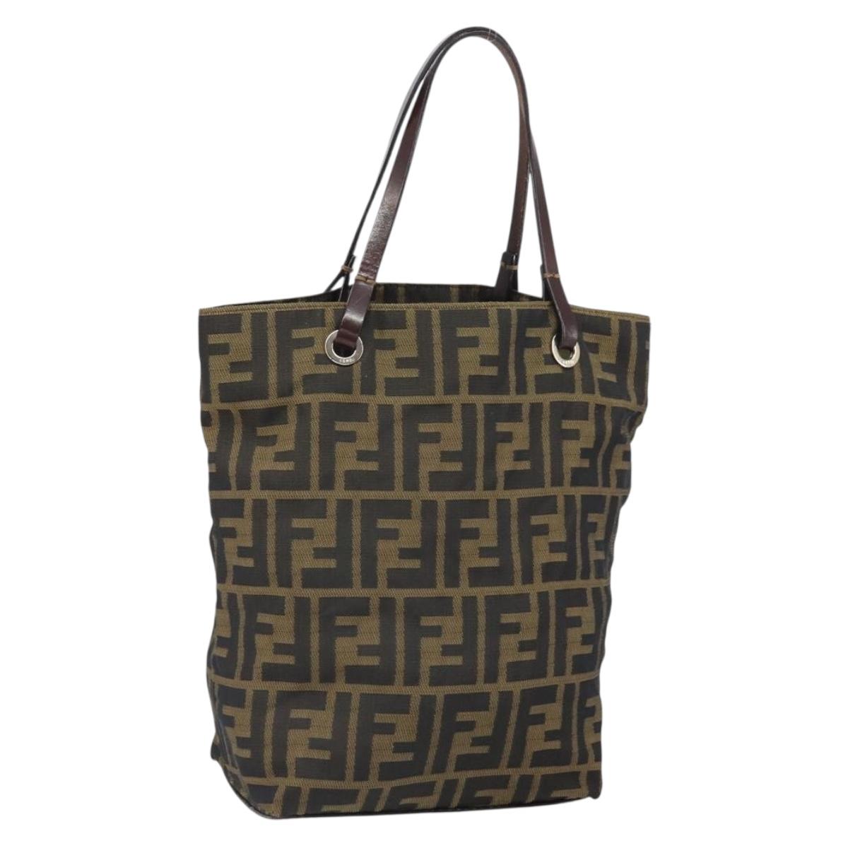 FENDI Zucca Canvas Hand Bag Black Brown Auth 162174A