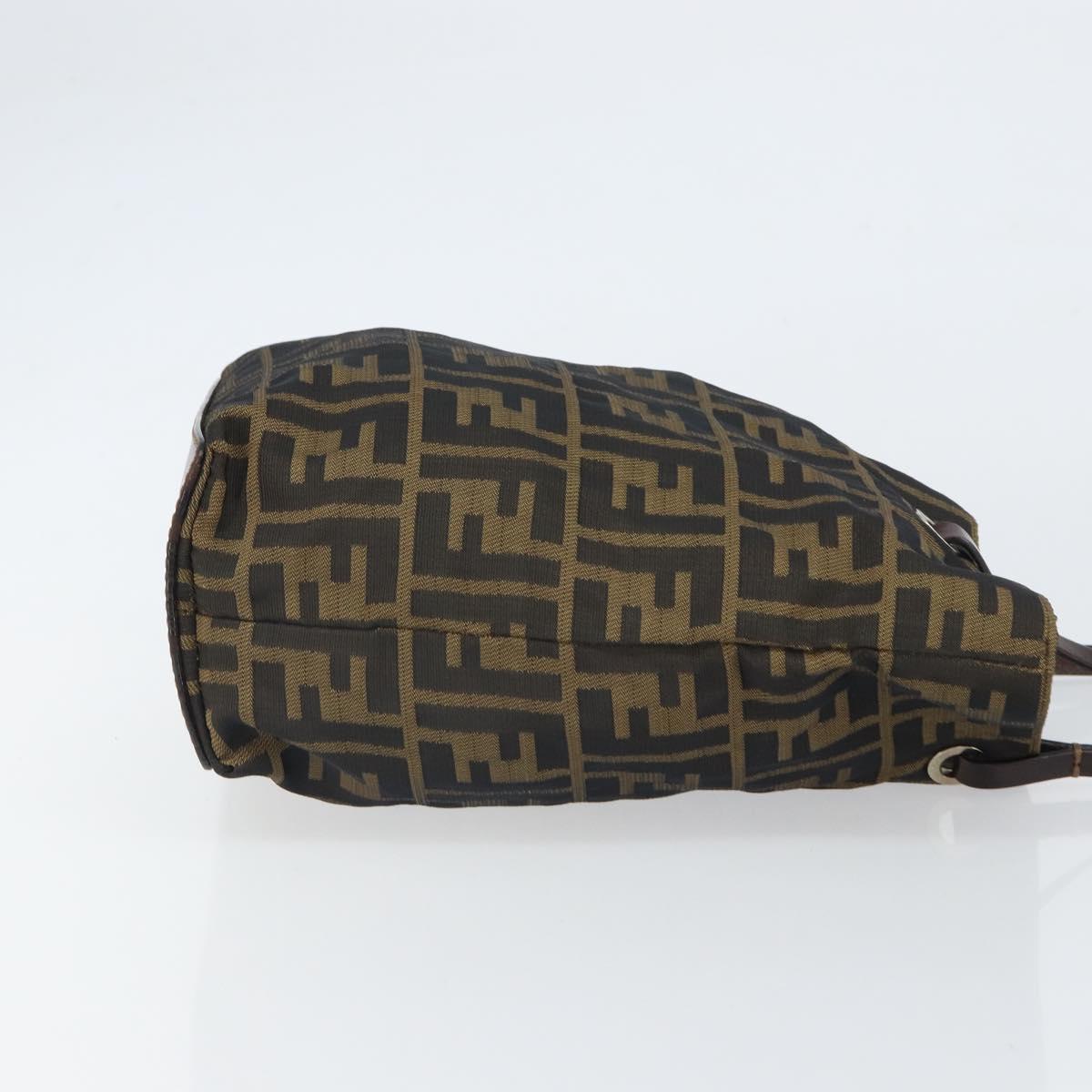 FENDI Zucca Canvas Hand Bag Black Brown Auth 162174A
