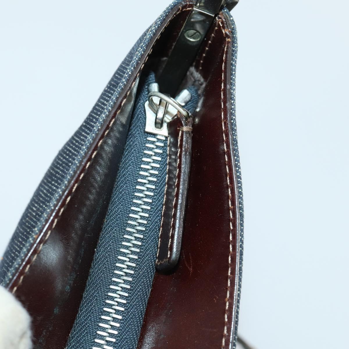 FENDI Shoulder Bag Denim Blue Silver Auth 162175