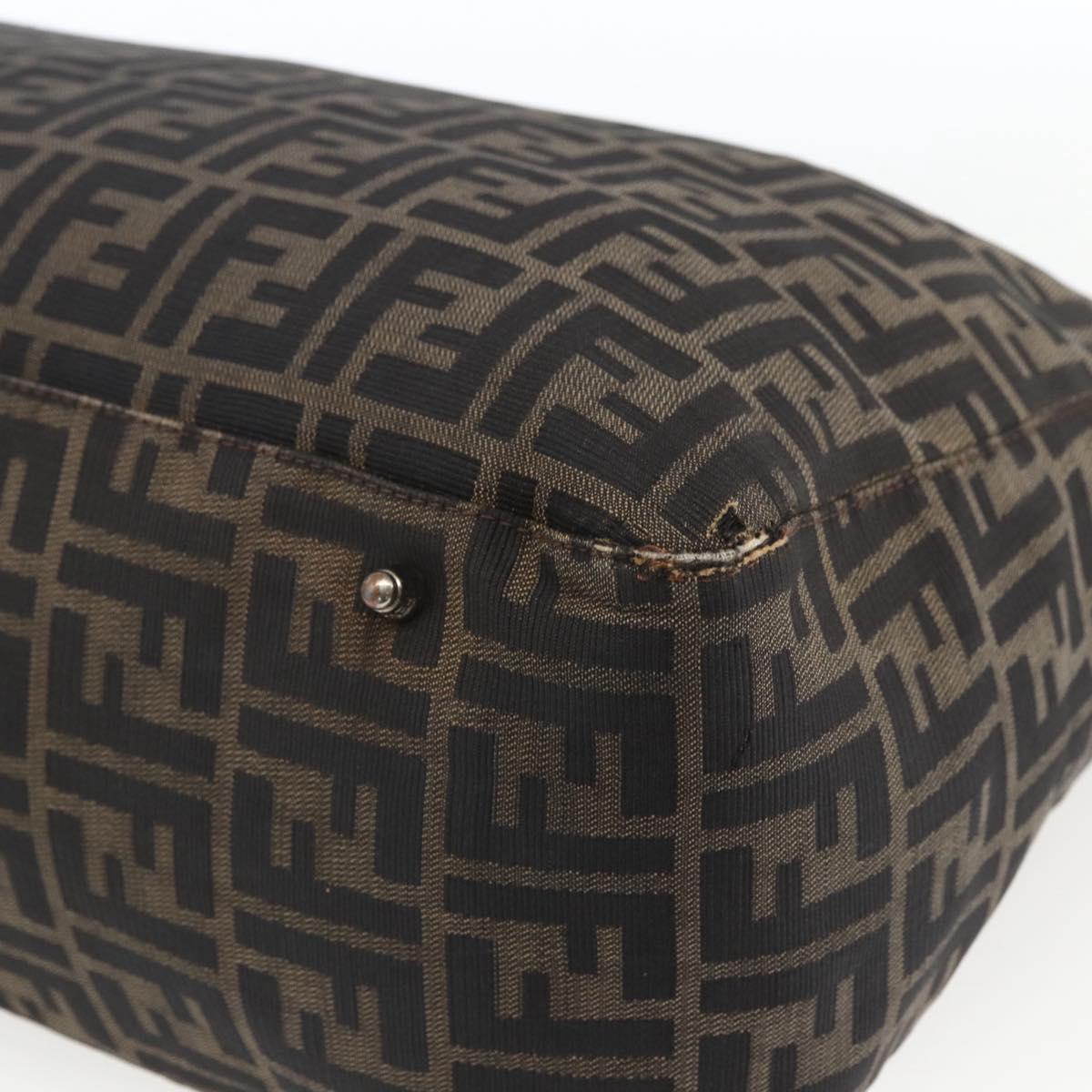 FENDI Zucca Canvas Hand Bag Black Brown Auth 162179