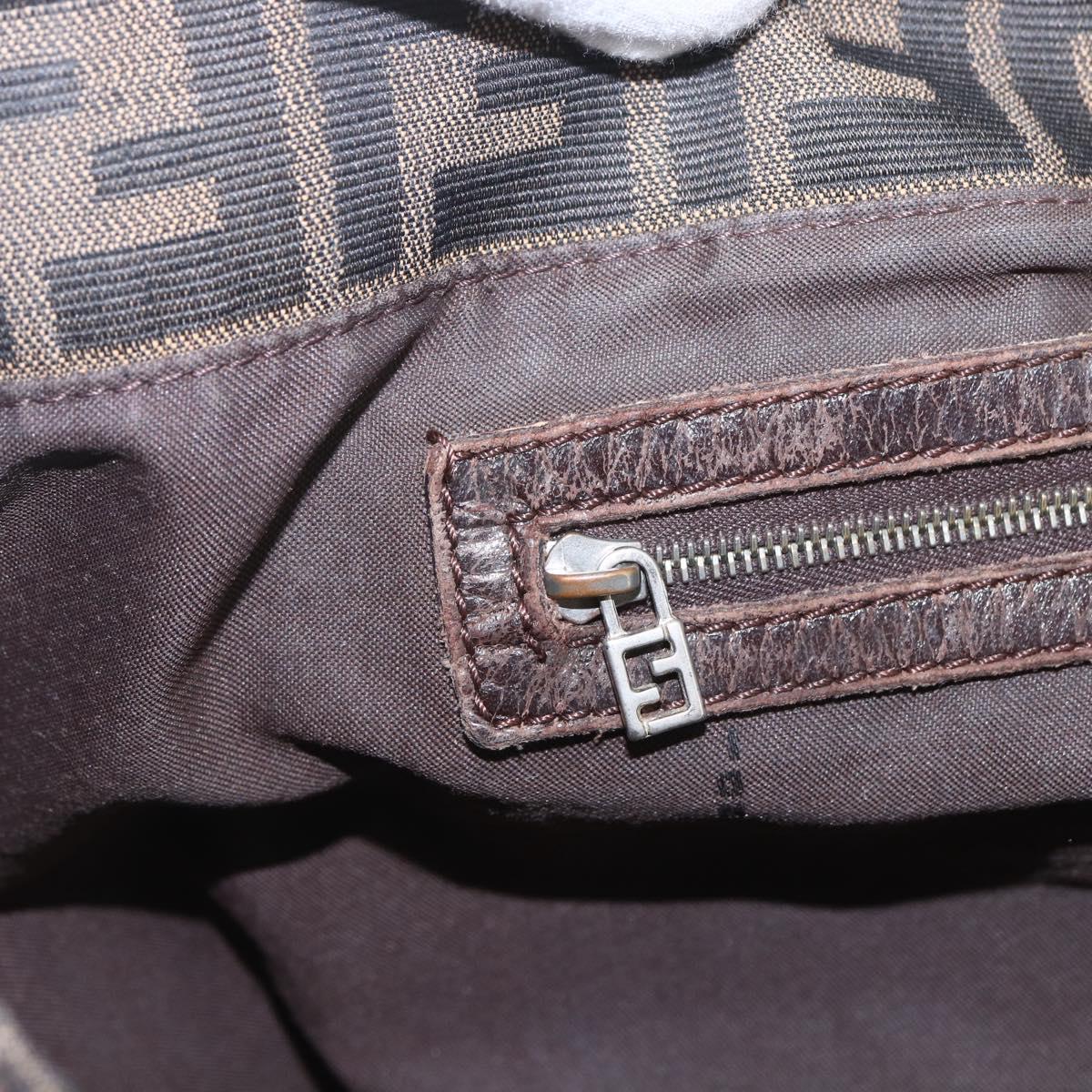 FENDI Zucca Canvas Hand Bag Black Brown Auth 162179