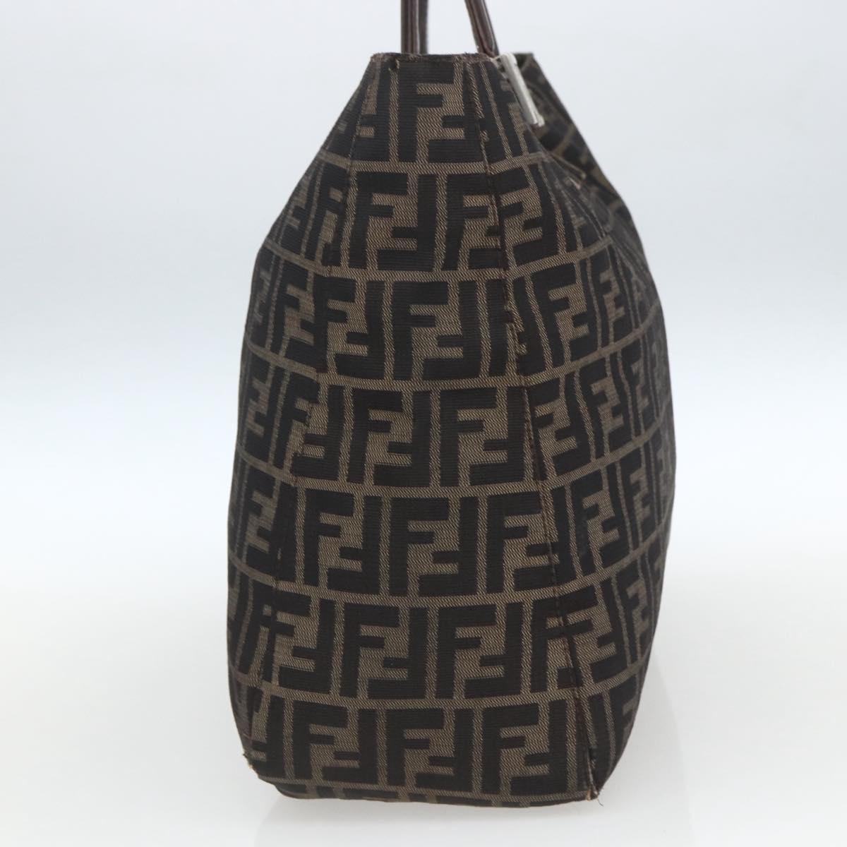FENDI Zucca Canvas Hand Bag Black Brown Auth 162179