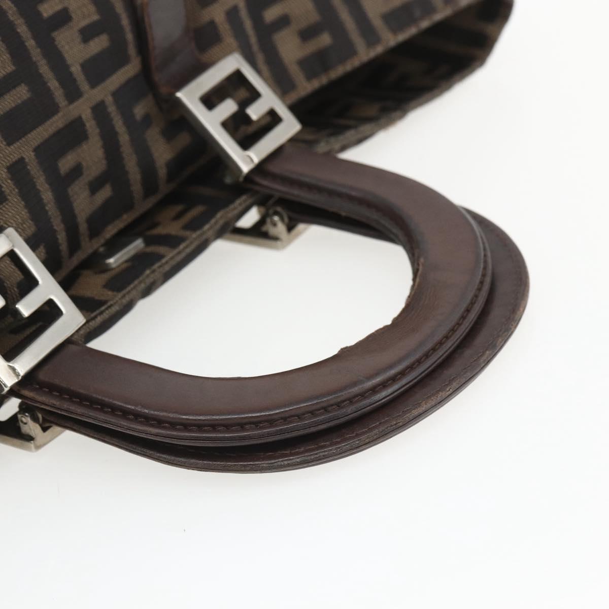 FENDI Zucca Canvas Hand Bag Black Brown Auth 162179