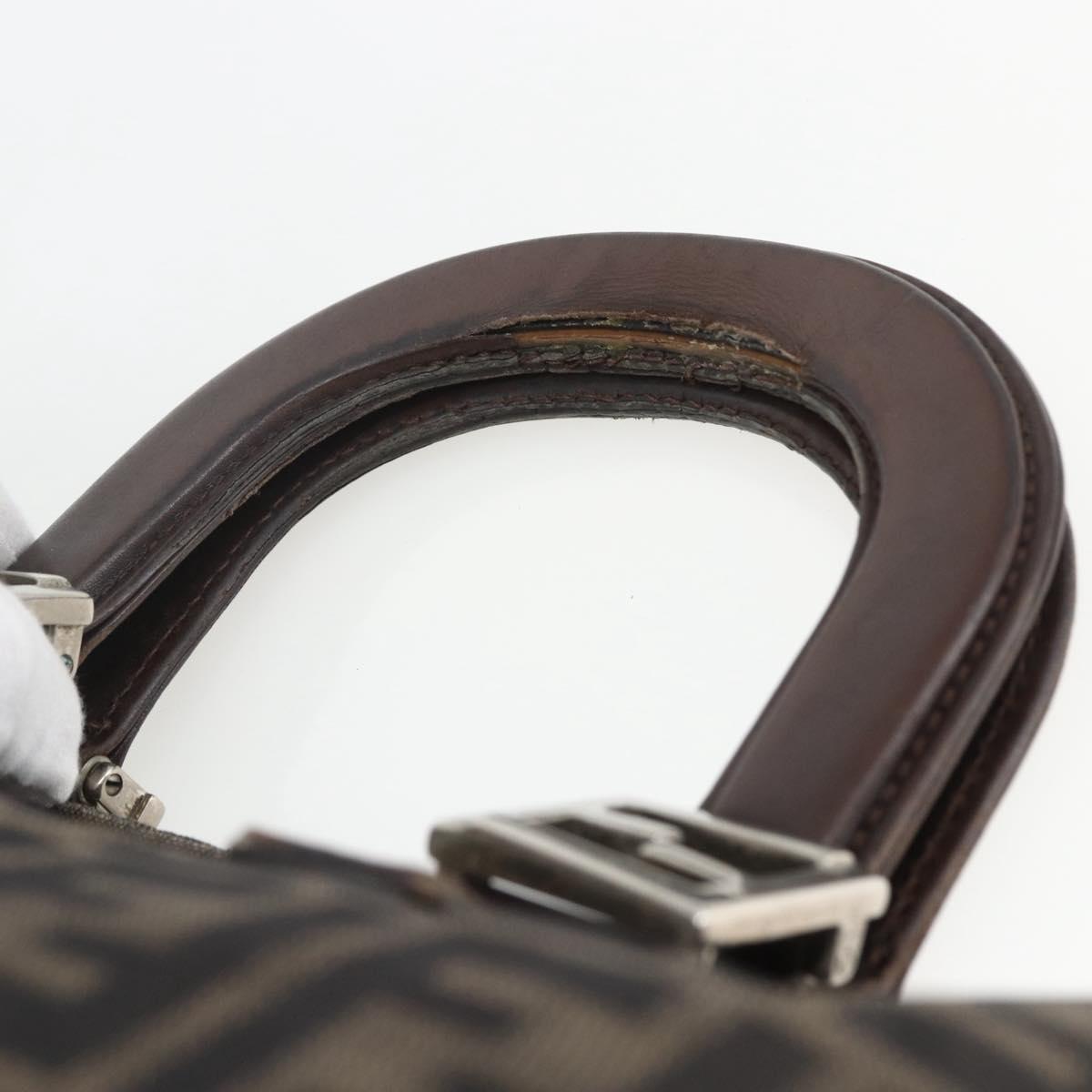 FENDI Zucca Canvas Hand Bag Black Brown Auth 162179