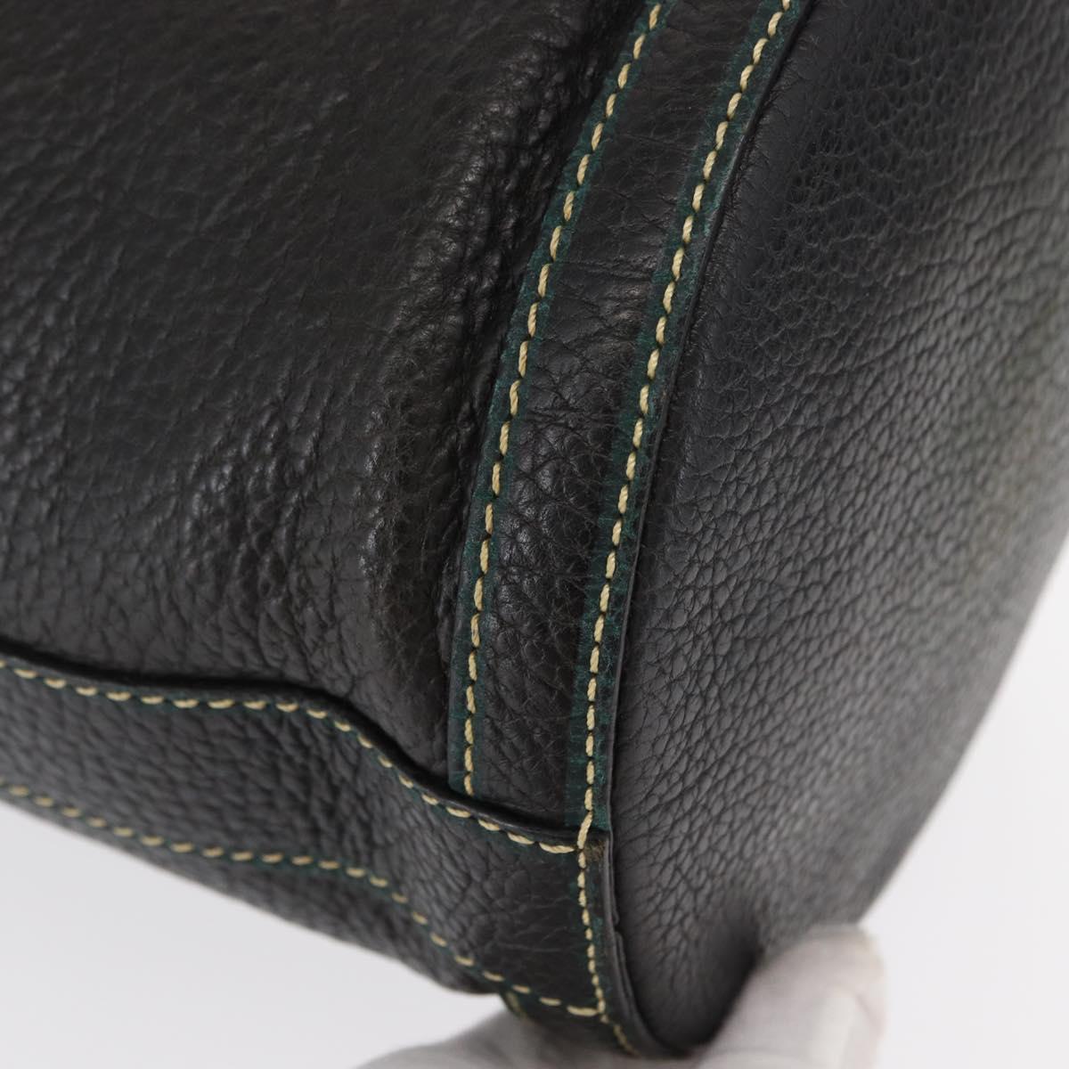 FENDI Hand Bag Leather Black Auth 162180