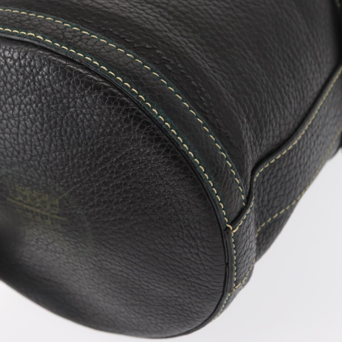 FENDI Hand Bag Leather Black Auth 162180