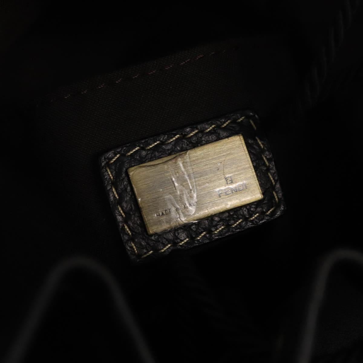 FENDI Hand Bag Leather Black Auth 162180