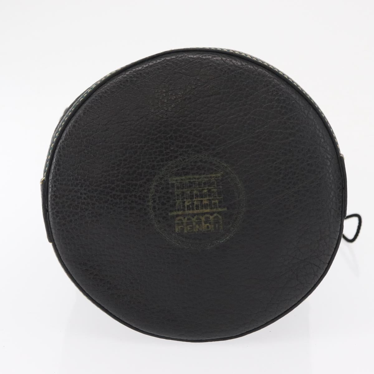 FENDI Hand Bag Leather Black Auth 162180