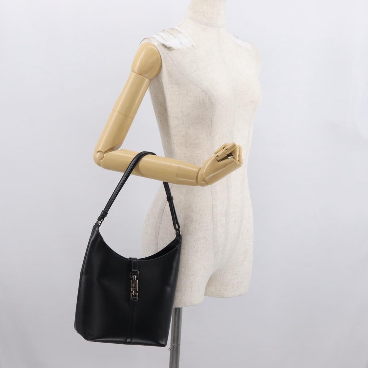 GUCCI Jackie Shoulder Bag Leather Black Silver 001 3875 Auth 162181