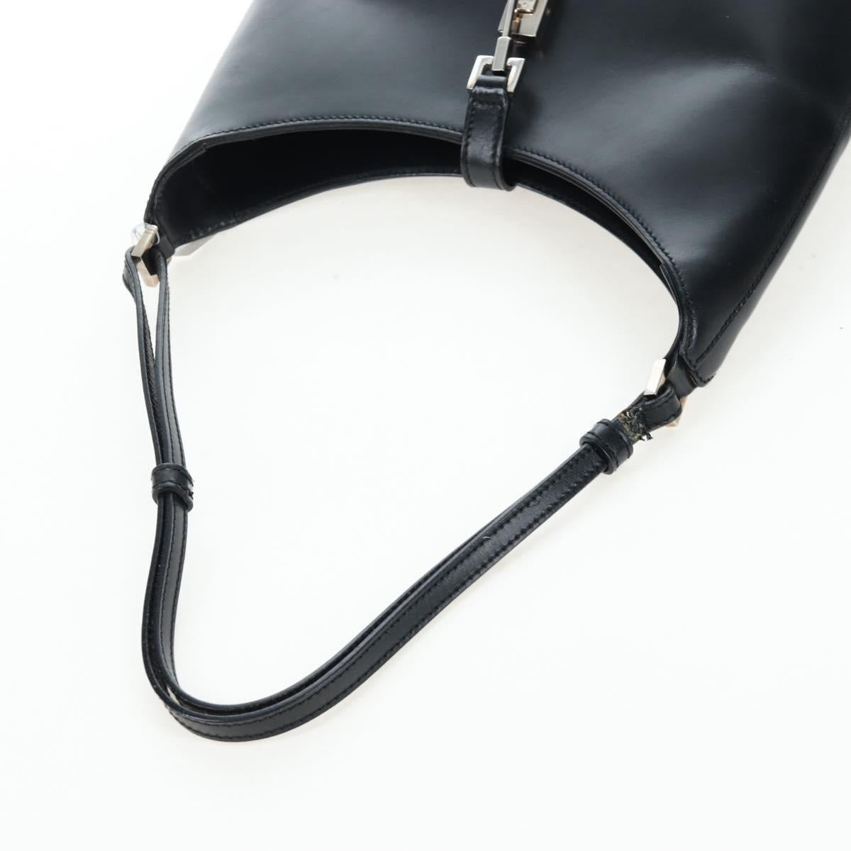 GUCCI Jackie Shoulder Bag Leather Black Silver 001 3875 Auth 162181