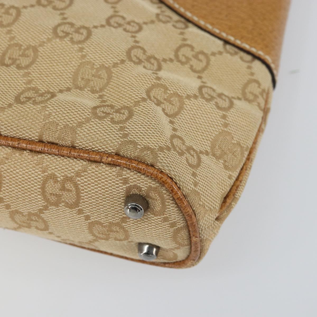 GUCCI GG Canvas Hand Bag Beige Silver 113015 Auth 162185