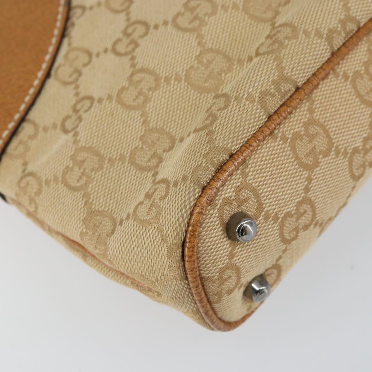 GUCCI GG Canvas Hand Bag Beige Silver 113015 Auth 162185