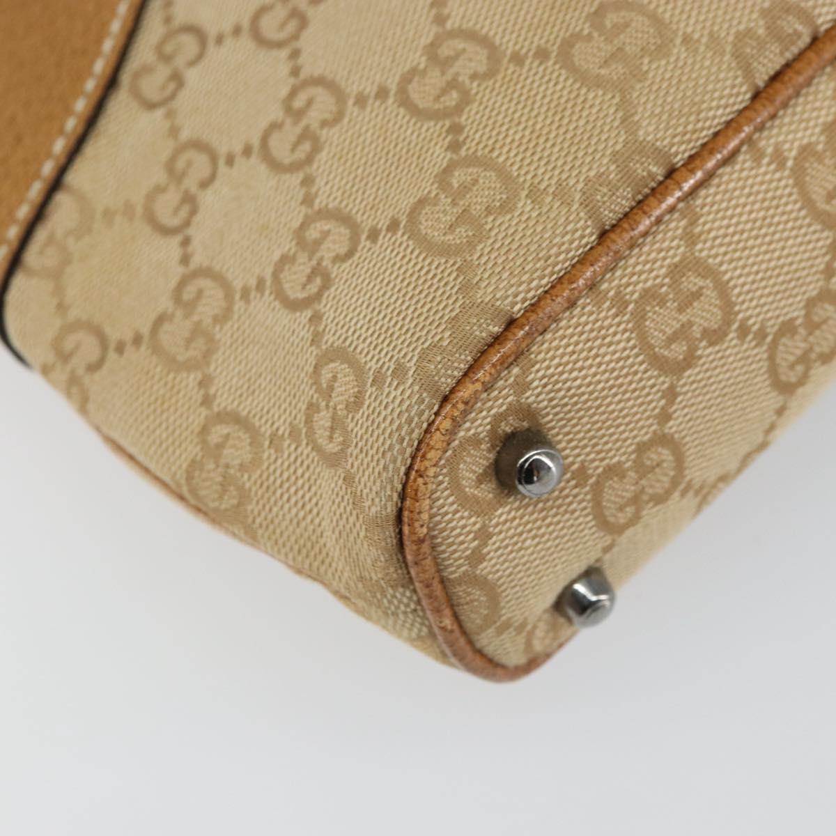 GUCCI GG Canvas Hand Bag Beige Silver 113015 Auth 162185
