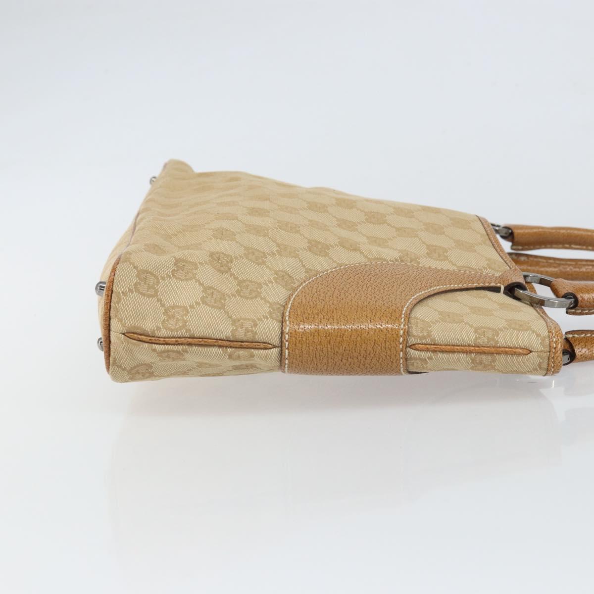 GUCCI GG Canvas Hand Bag Beige Silver 113015 Auth 162185