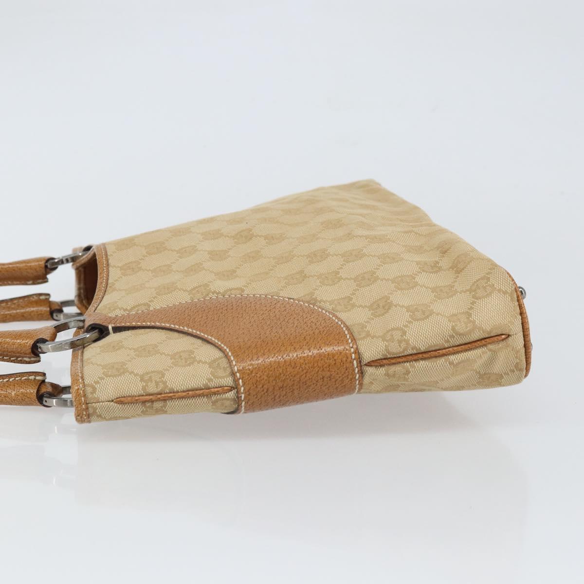 GUCCI GG Canvas Hand Bag Beige Silver 113015 Auth 162185