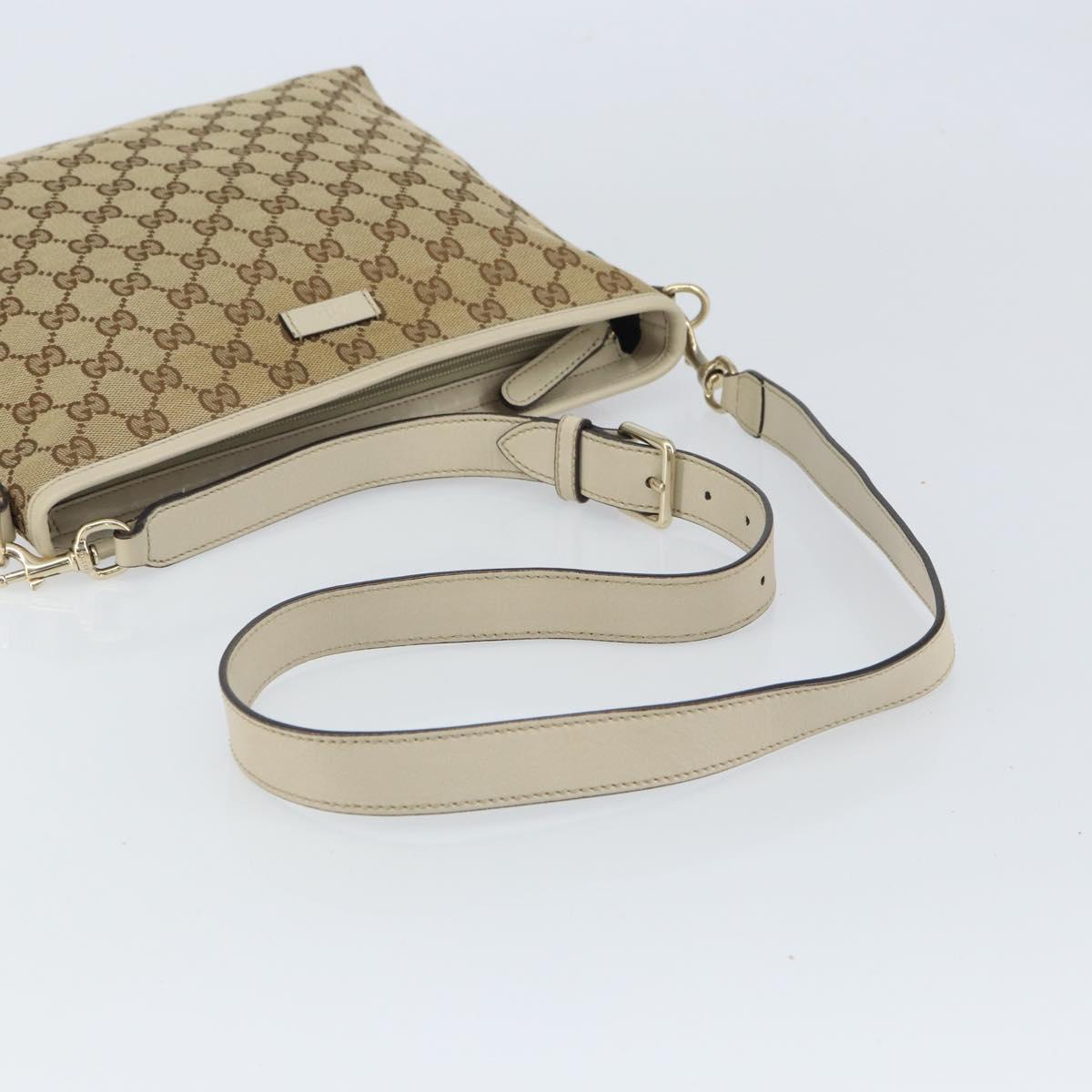 GUCCI GG Canvas Shoulder Bag Beige Gold 388924 Auth 162188