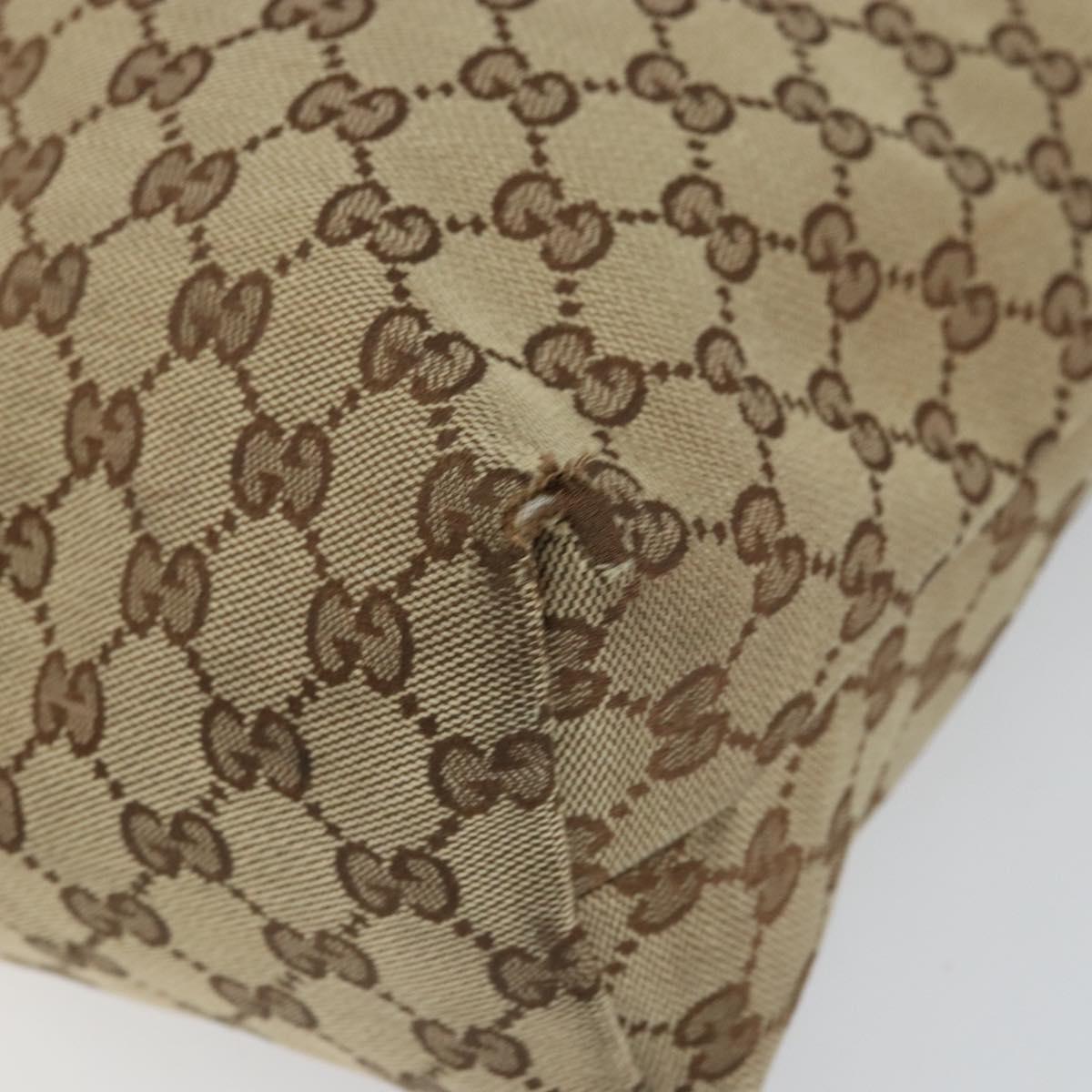 GUCCI GG Canvas Web Sherry Line Shoulder Bag Beige Silver 189751 Auth 162190