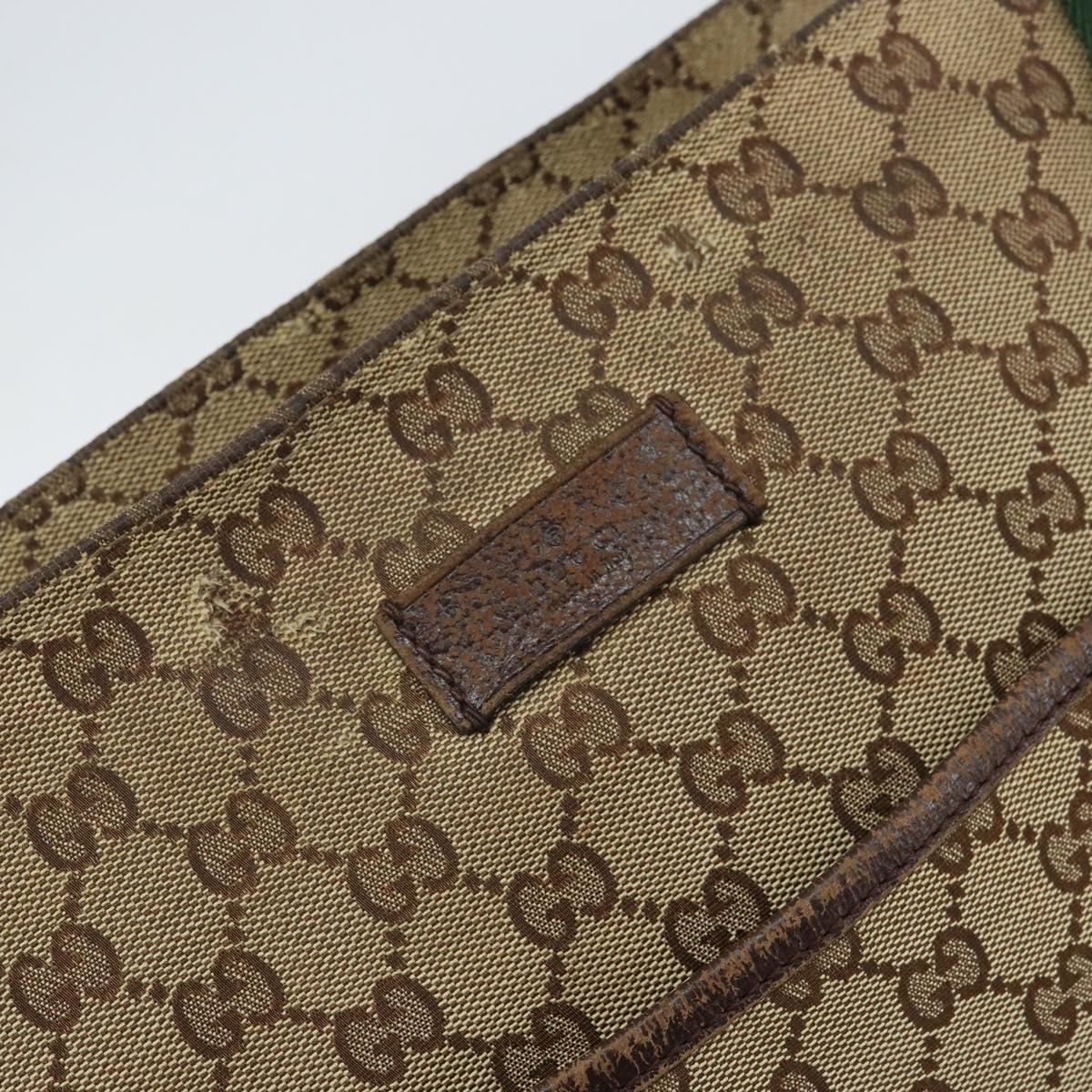 GUCCI GG Canvas Web Sherry Line Shoulder Bag Beige Silver 189751 Auth 162190