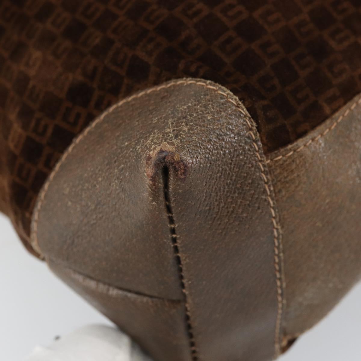 GUCCI Tote Bag Suede Brown Gold 98 29 002 4987 Auth 162191