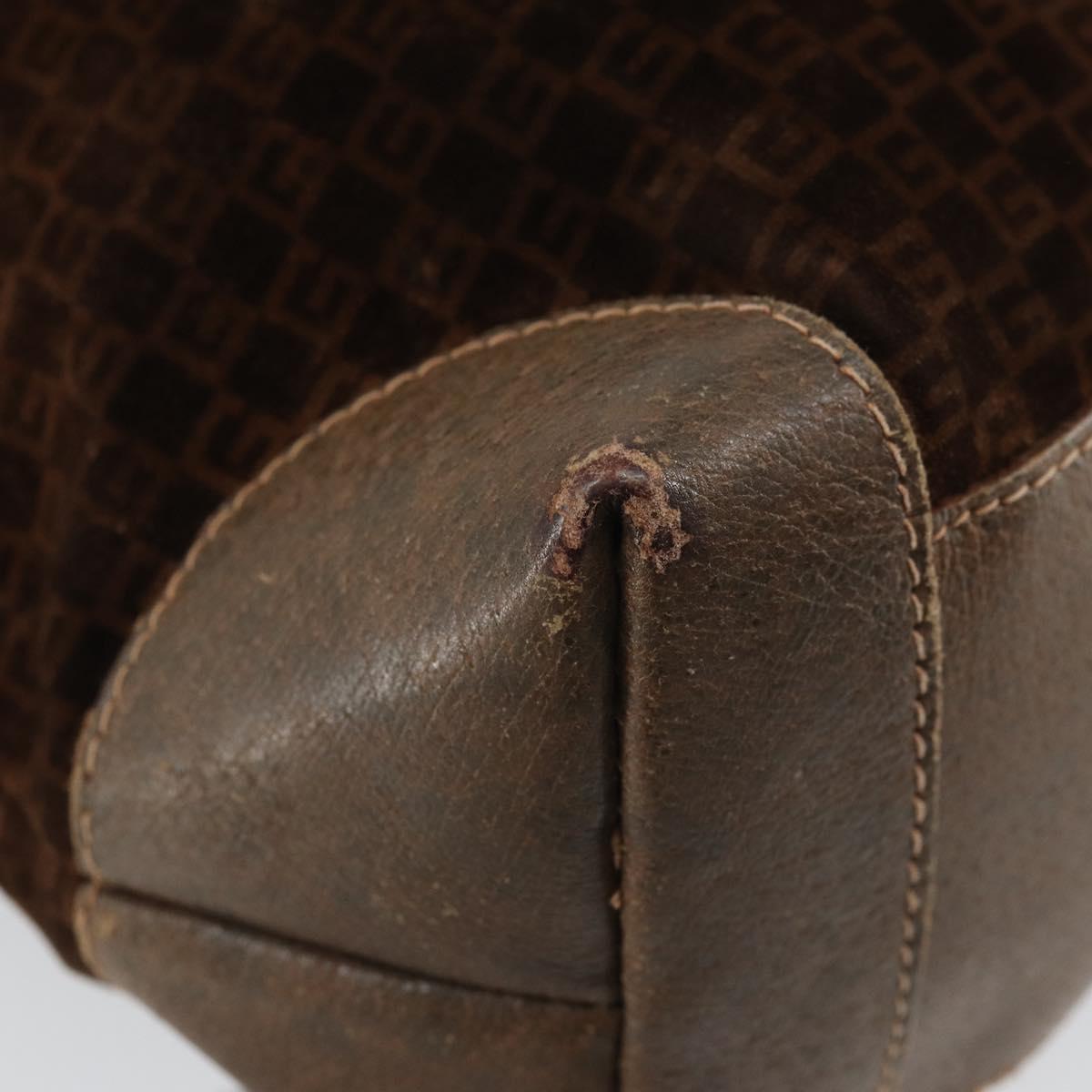 GUCCI Tote Bag Suede Brown Gold 98 29 002 4987 Auth 162191
