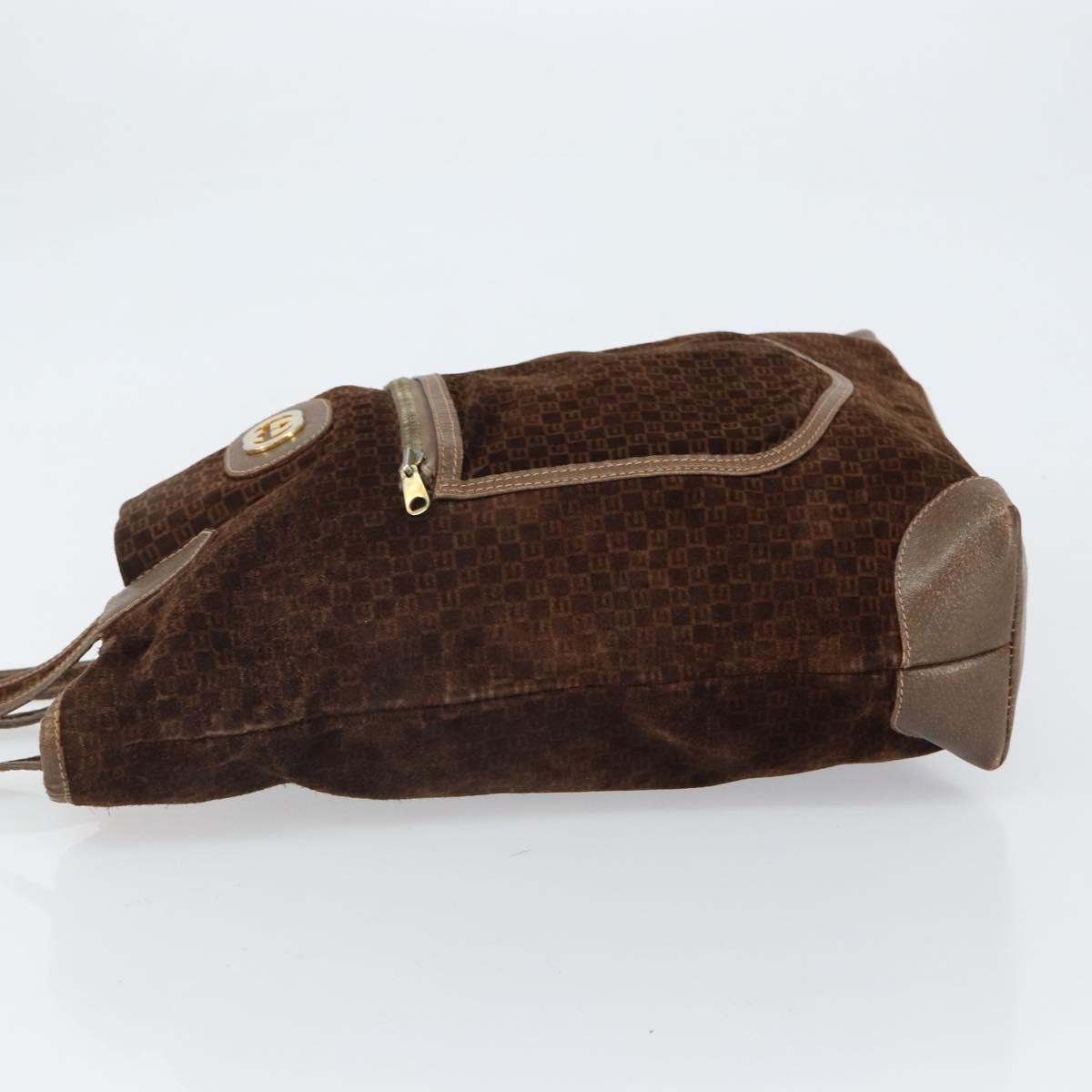 GUCCI Tote Bag Suede Brown Gold 98 29 002 4987 Auth 162191