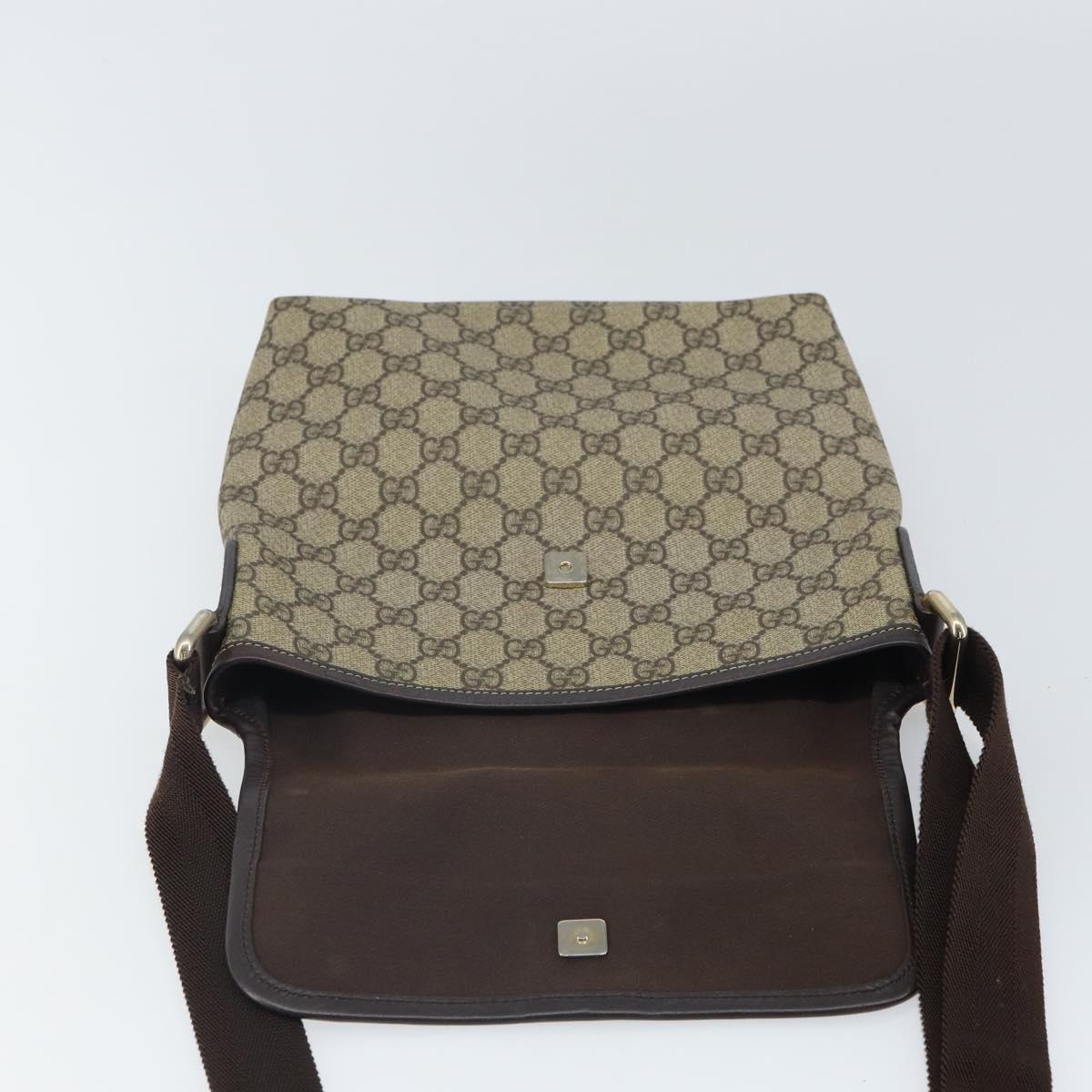 GUCCI GG Supreme Shoulder Bag PVC Beige Gold 223666 Auth 162192