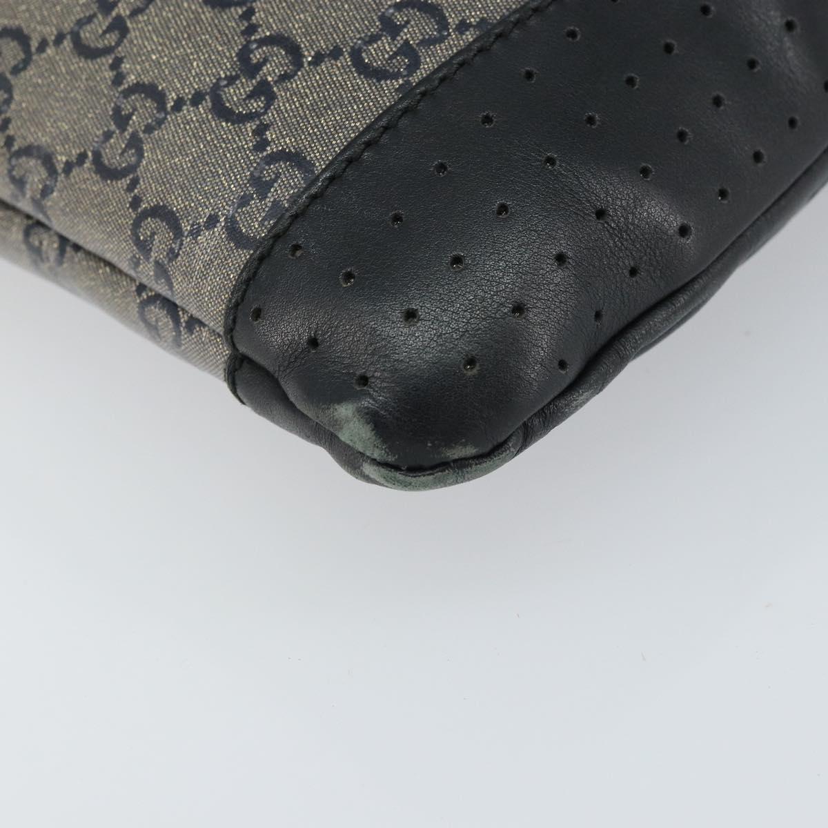 GUCCI GG Crystal Shoulder Bag Coated Canvas Navy Gold 145857 Auth 162193