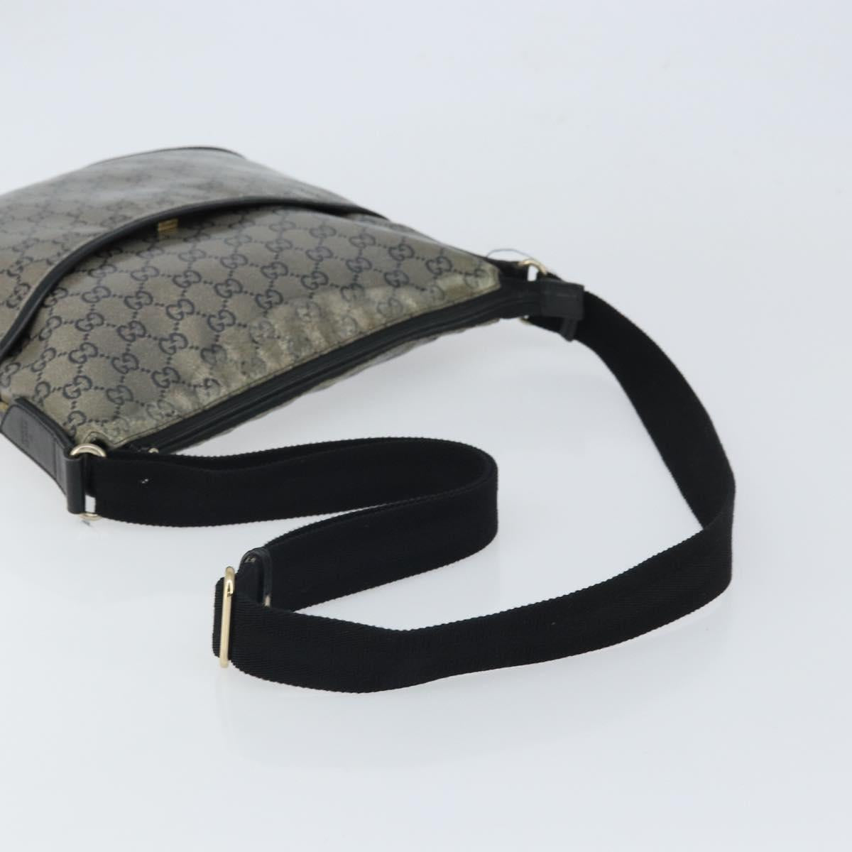 GUCCI GG Crystal Shoulder Bag Coated Canvas Navy Gold 145857 Auth 162193