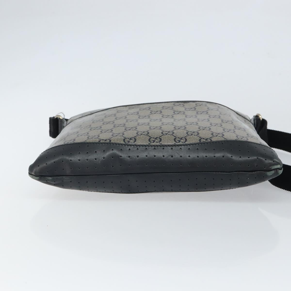 GUCCI GG Crystal Shoulder Bag Coated Canvas Navy Gold 145857 Auth 162193