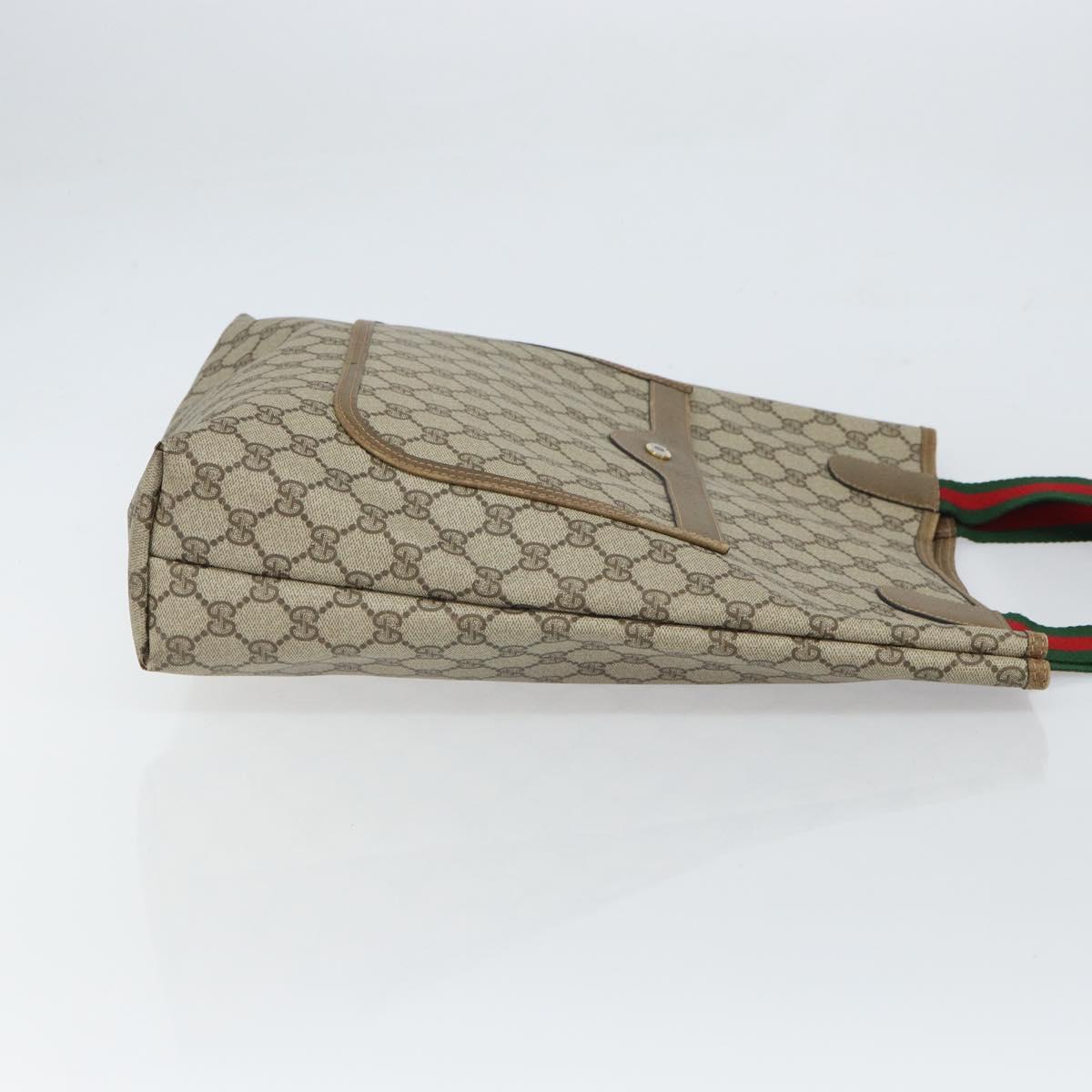 GUCCI GG Supreme Web Sherry Line Tote Bag PVC Beige 39 02 003 Auth 162194