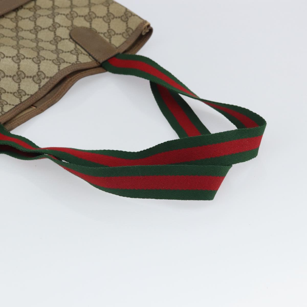 GUCCI GG Supreme Web Sherry Line Tote Bag PVC Beige 39 02 003 Auth 162195