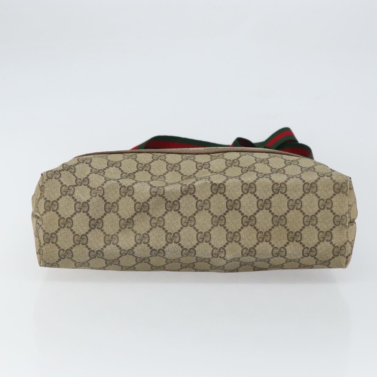GUCCI GG Supreme Web Sherry Line Tote Bag PVC Beige 39 02 003 Auth 162195