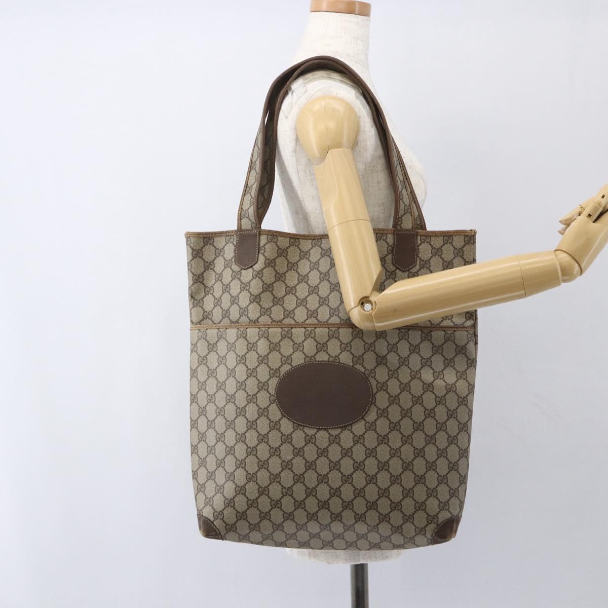 GUCCI GG Supreme Tote Bag PVC Beige 002 39 0054 Auth 162196