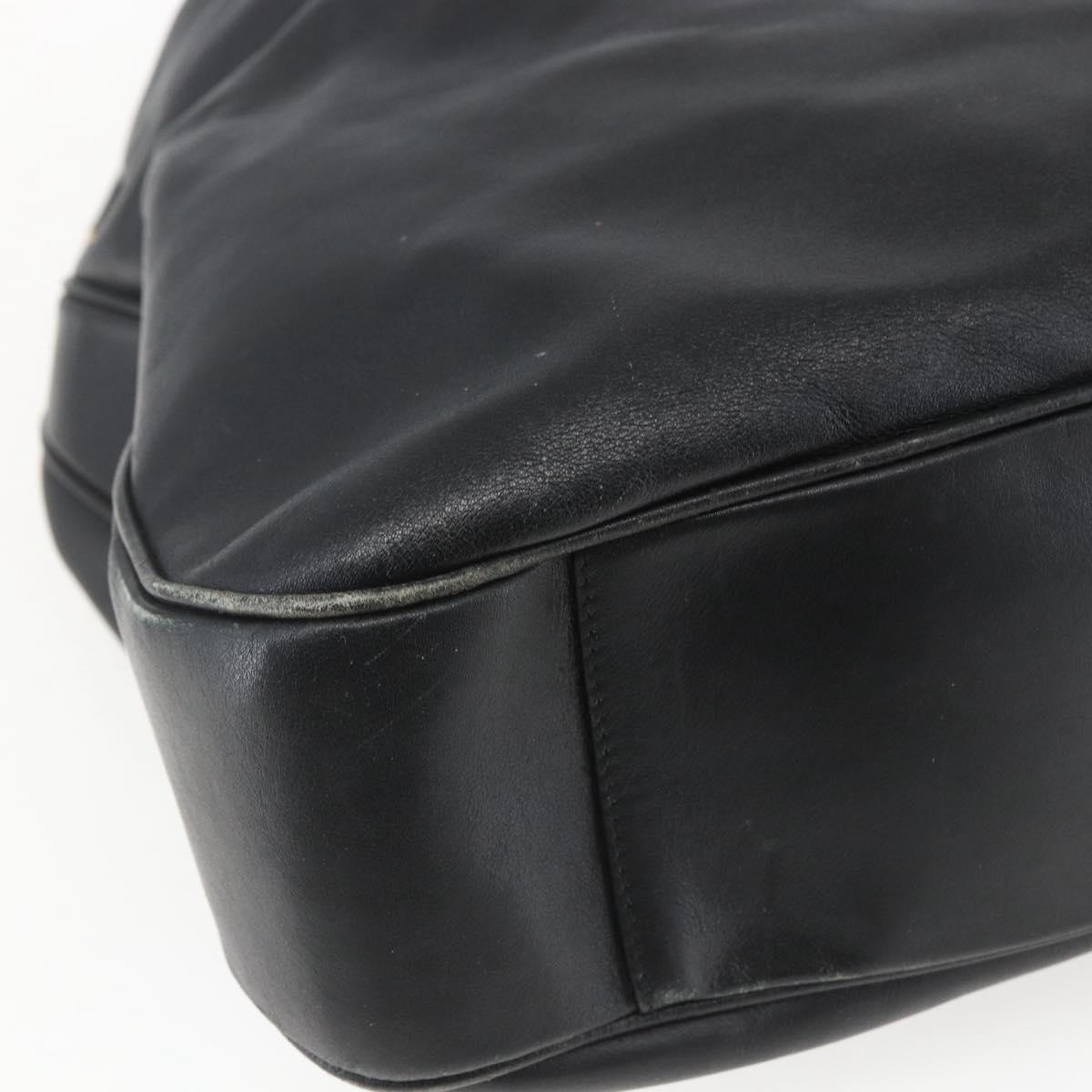 GUCCI Bamboo Shoulder Bag Leather 2way Black Gold 001 1577 3444 Auth 162200