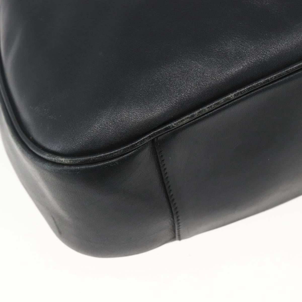 GUCCI Bamboo Shoulder Bag Leather 2way Black Gold 001 1577 3444 Auth 162200