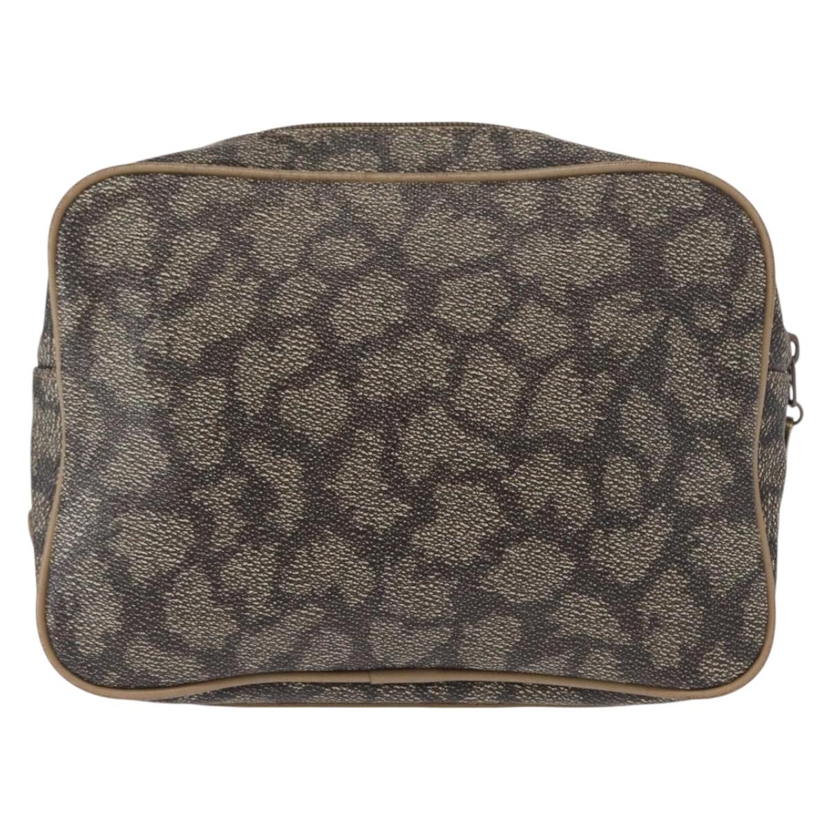 SAINT LAURENT Clutch Bag PVC Leather Beige Gray Auth 162203