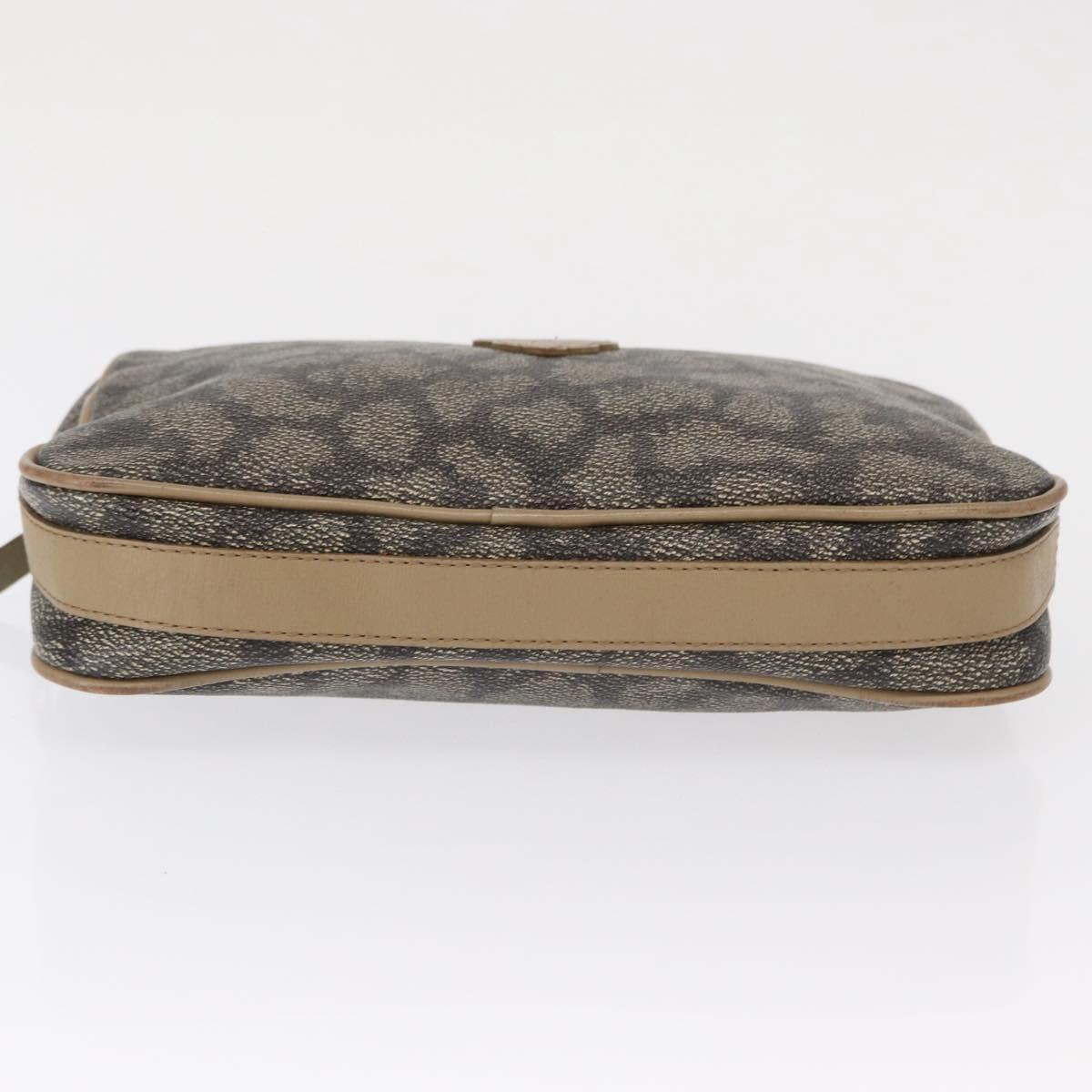 SAINT LAURENT Clutch Bag PVC Leather Beige Gray Auth 162203