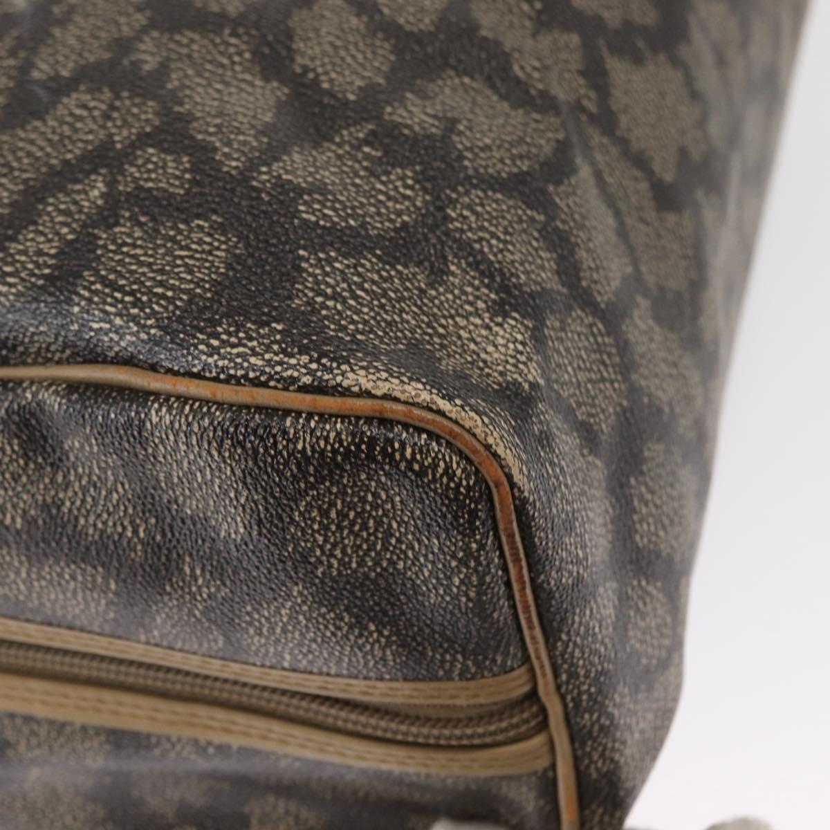 SAINT LAURENT Boston Bag PVC Leather Beige Gray Auth 162204